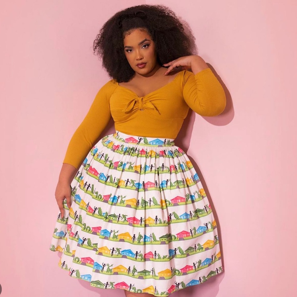 Vixen by Micheline Pitt Edward Scissorhands Colorful Print Skirt